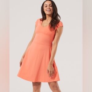 Pact Coral Fit and Flare Back Detail Dress